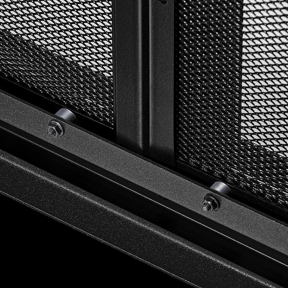 Close-up of the magnetic mesh doors on UniFlame fireplace doors