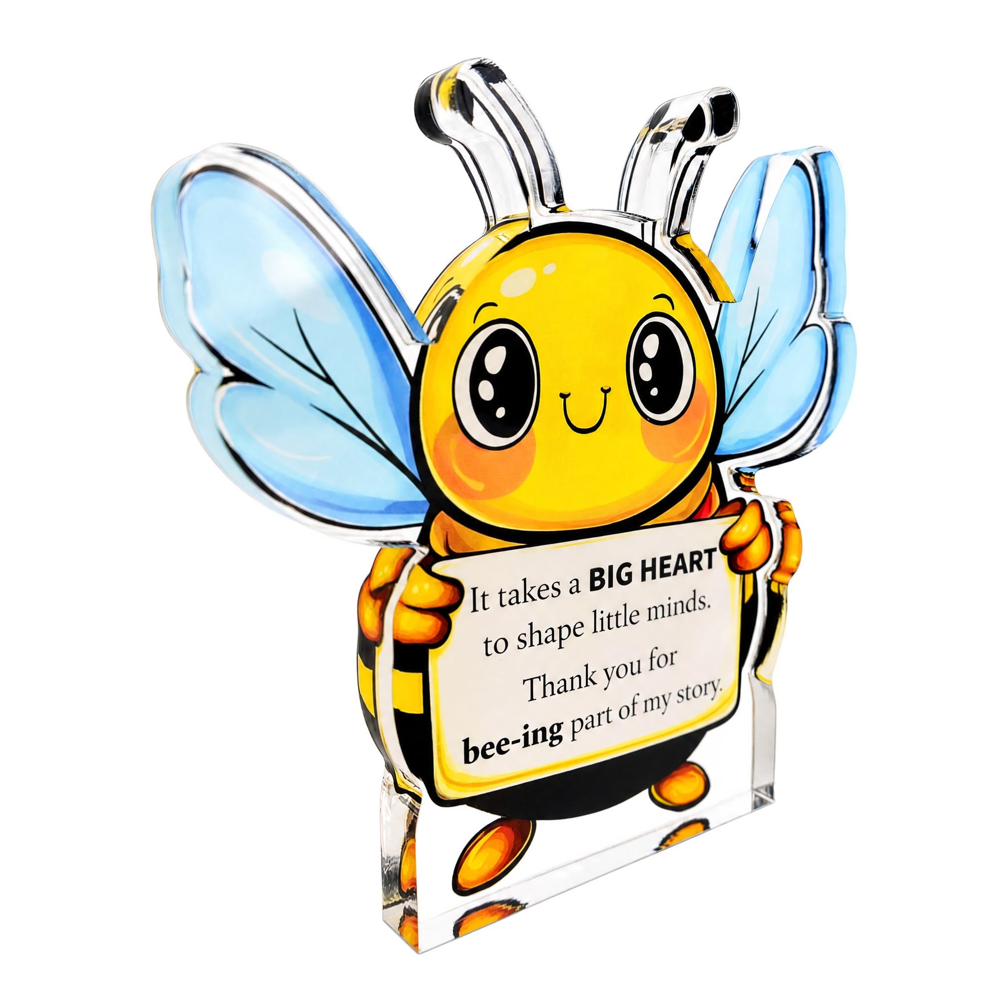Teacher Gifts Acrylic Plaque Thank You Gift, Leaving Gifts for Women, Appreciation Desk Decor Sign for Mentor Tutor Coworker, End of Year Retirement Graduation Back to School Gift (Bee)