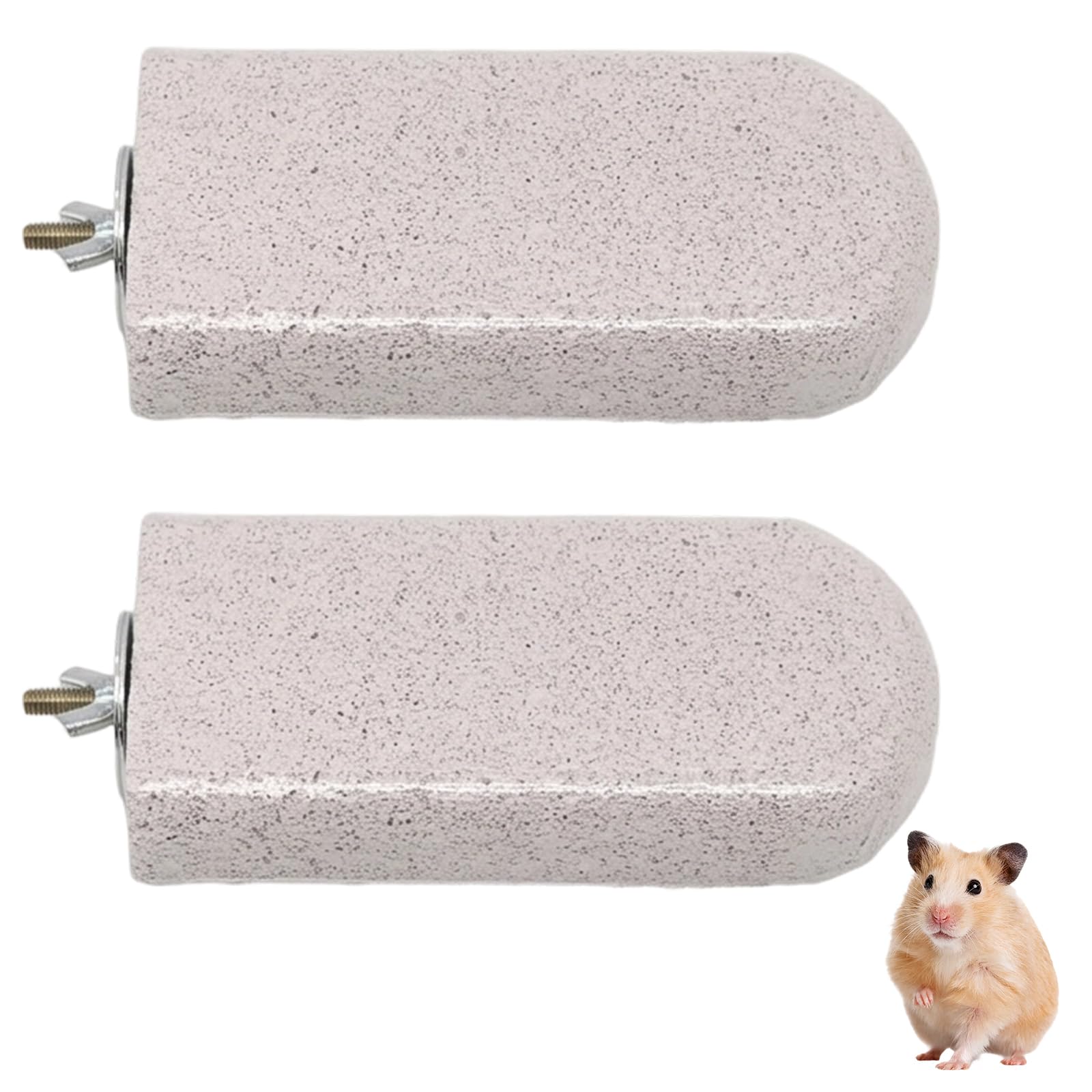 Gubilacrum Set of Two Pumice Chew Toys Measuring 13 x 7 cm, Pet Rock, Chinchilla Sand and Lava Ledge, Teeth Grinding and Climbing Platform for Small Rodents