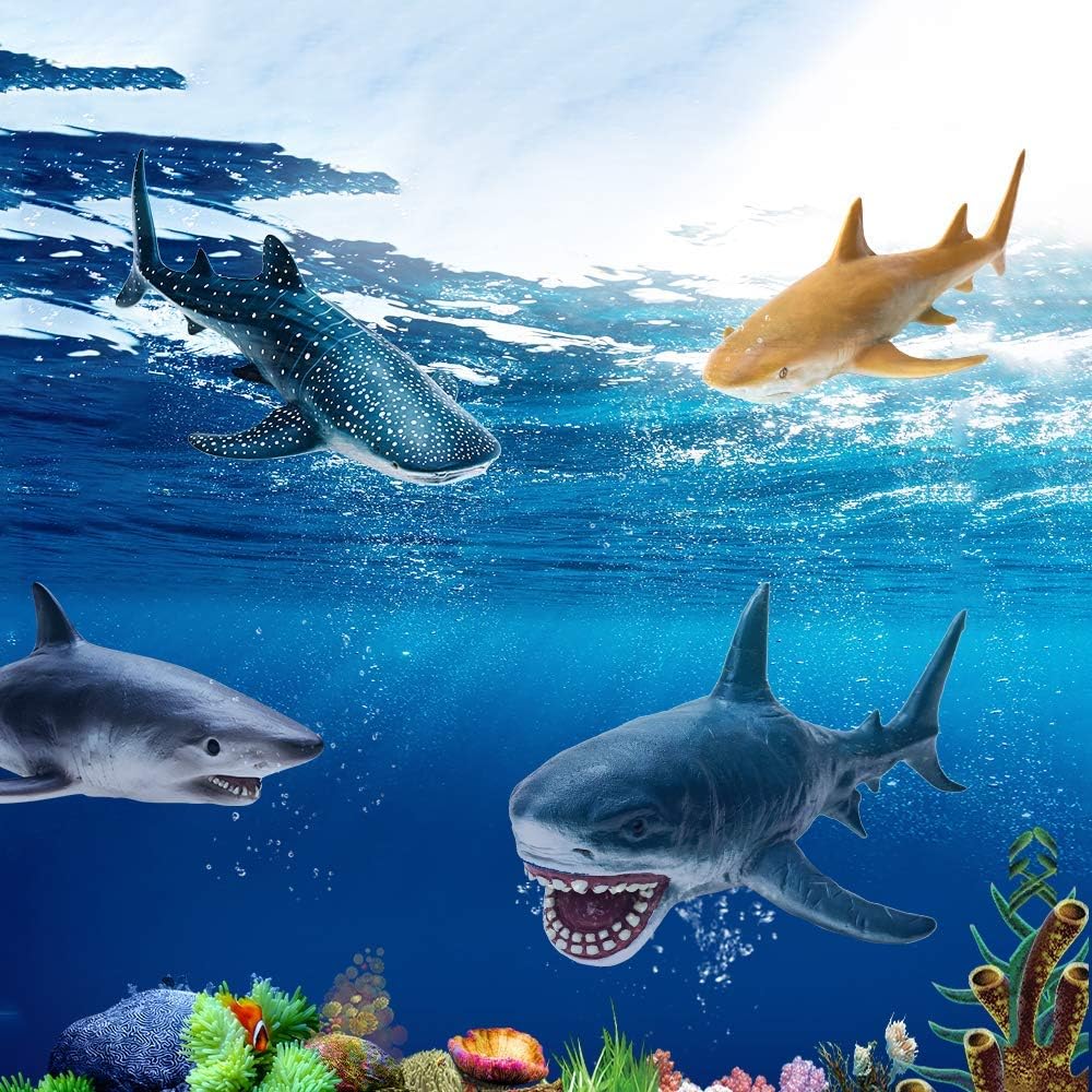 Gemini&Genius Whale Shark Hammerhead Shark Toys, Sea Animal Action Figures Ocean Model Toy Set for Play or Display, Gift, Educational, Role Play, Swim, Bath and Collection - Image 5
