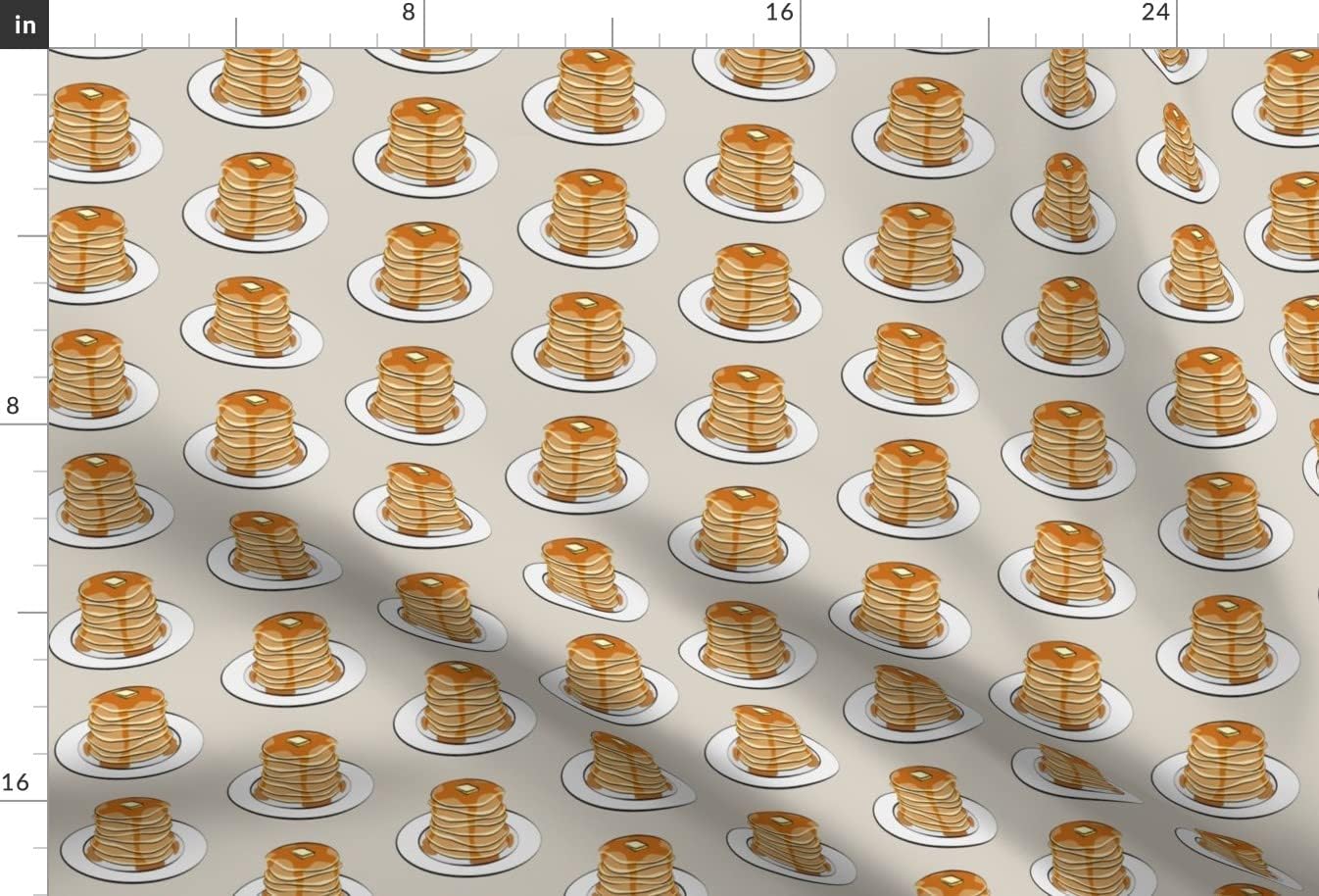 Spoonflower Fabric - Pancakes Beige Butter Breakfast Novelty Trendy Printed on Upholstery Velvet Fabric Fat Quarter - Upholstery Home Decor Bottomweight Apparel
