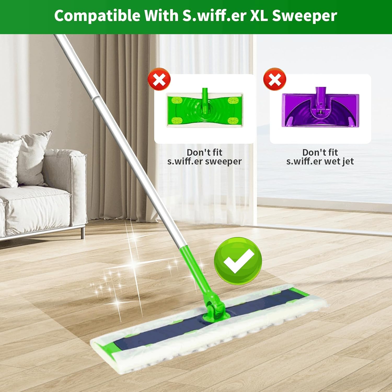 60 Count Thicken Heavy Duty XL Dry Sweeping Cloths for Swiffer Sweeper XL Mop,Disposable X-Large Pet Dry Mop Refill,Multi-Surface Dry Cloth Refills for Floor Cleaning