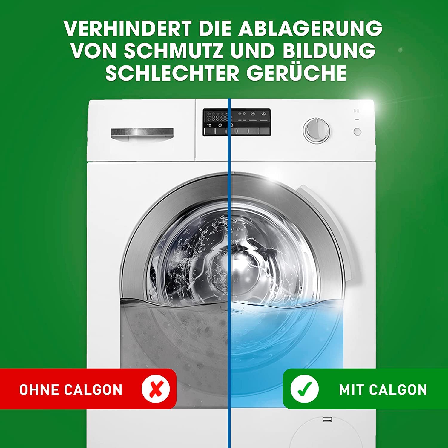 Calgon Hygiene+ Tabs – Schutz vor Kalkablagerungen und Schmutz – Wasserenthärter mit Hygieneschutz für die Waschmaschine – 2 x 61 Tabs