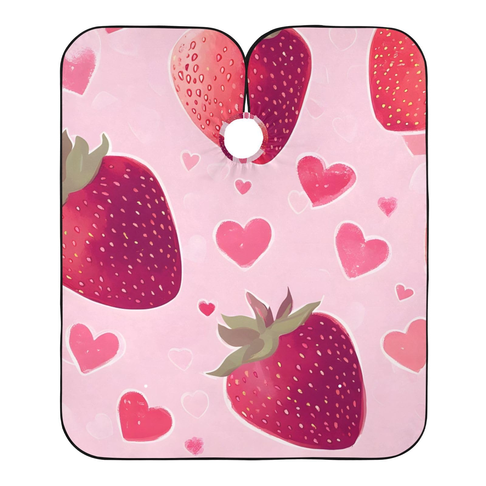 Hezely Strawberry Love Hair Dye Cape, Barber Cape for Adults,Waterproof Salon Cape,Waterproof Hairdressing Styling Hair Cutting, 65