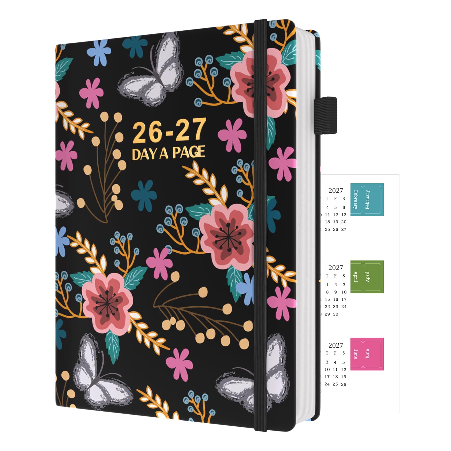 Sailingvan Academic Diary 2026-2027 Page A Day A5, July 2026 - June 2027, 26/27 Mid Year Diary with Calendar Stickers Tabs, 80-gsm Paper, 2 Bookmarks, Pocket for Teachers, Students