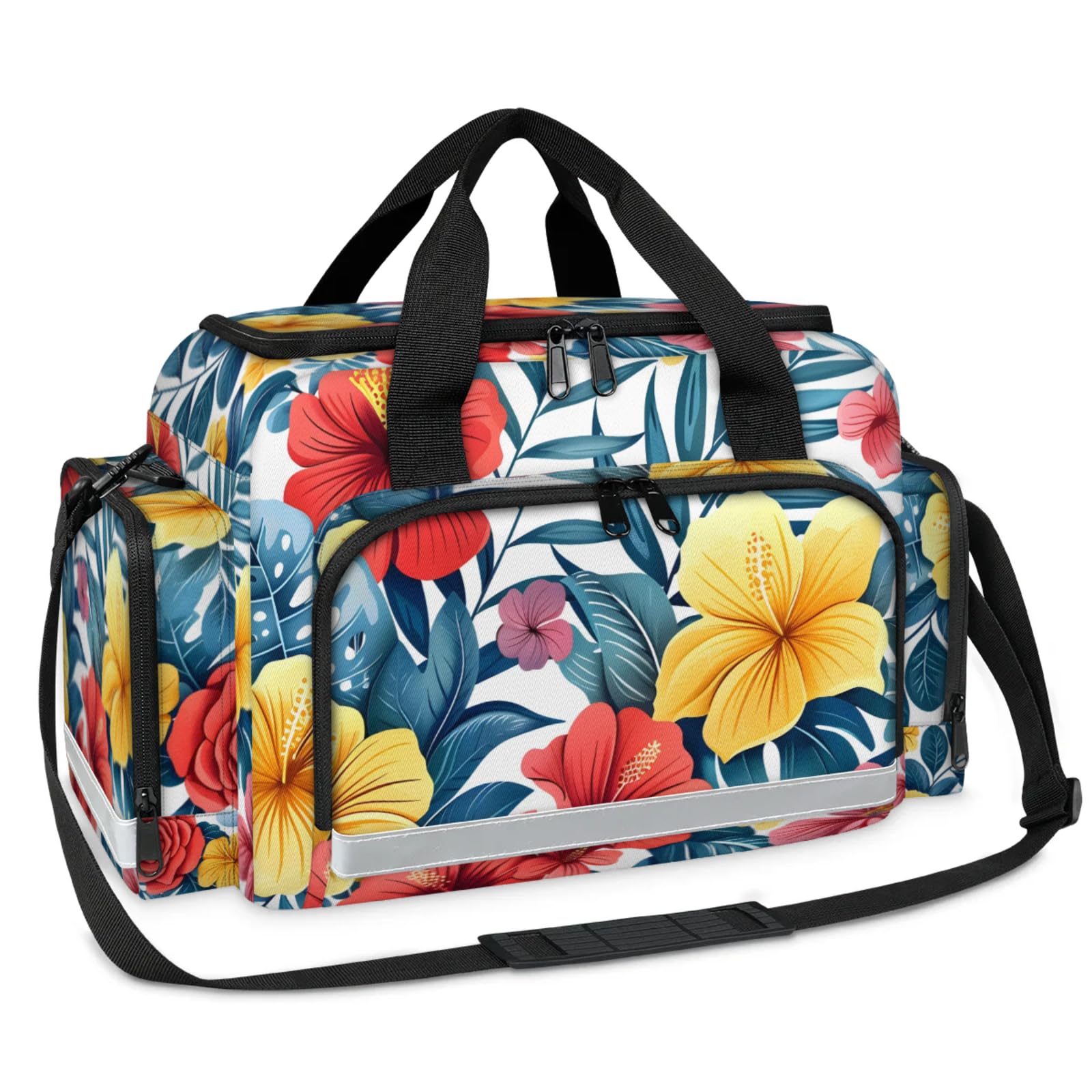 GzLeyigou First Aid Bags Empty, Glitter Flowers Emergency Bag First Aid Kit Multiple Compartment Kit Carrier On Call Trauma Bag For Paramedics Emergency Medical Supplies Kit