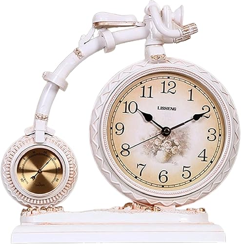 OLOTU Reloj de escritorio de lujo ligero de estilo europeo reloj de mesa con números arábigos fácil de leer reloj silencioso sin tictac