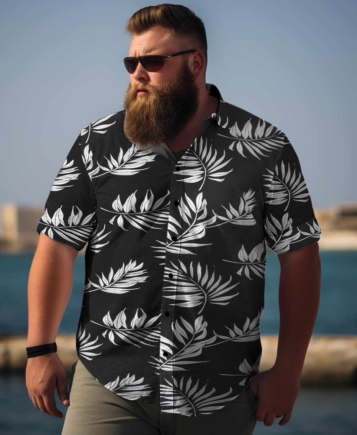 Weecreeture Big and Tall Men's Hawaiian Shirt - Short Sleeve, Tropical Floral Button Down Casual Summer Beach Shirt - Image 4