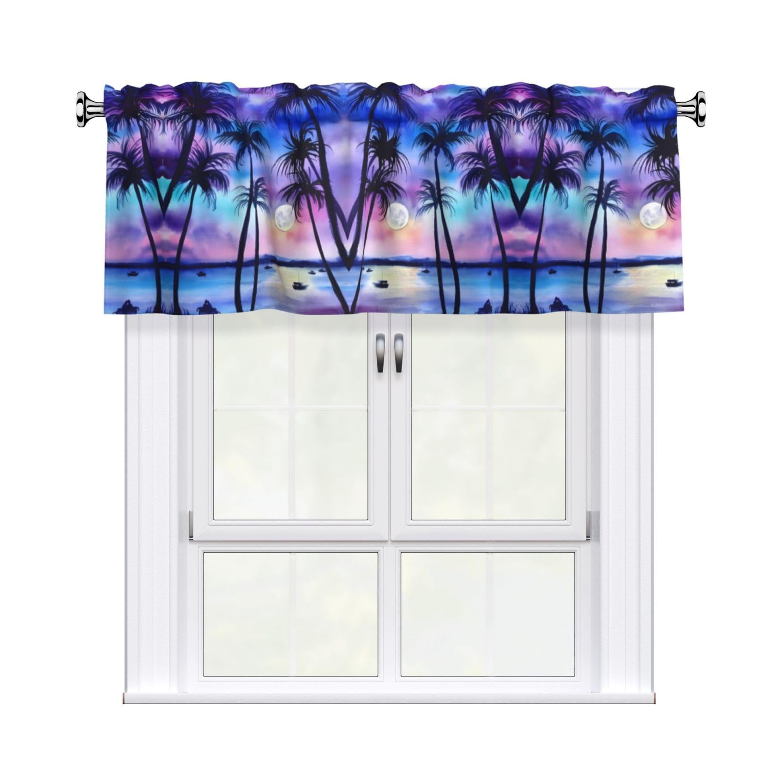 YYHHAOFA Palm Tree Pattern Prints Durable Kitchen Window Layer – 54x18 Inch 100% Polyester Valance with Precision Construction