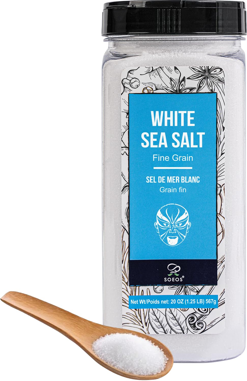 Soeos Sea Salt Fine Grain (20 oz): Budget Grinder Salt for Gluten-Free Kitchens