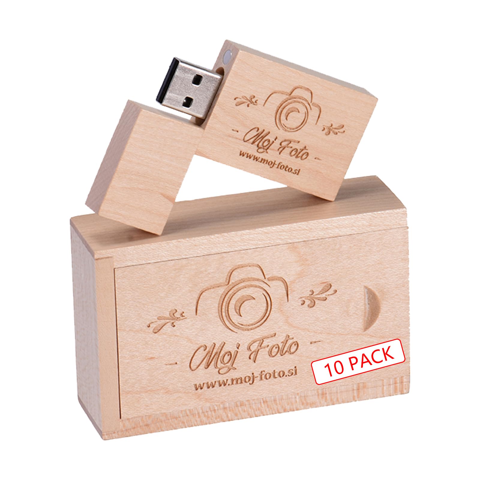 Custom Wood USB Flash Drive with Exquisite Linen Bag, Wedding Thumb Drive with Box, Personalized Wood USB Stick, Engraving/Printing Your Logo & Text