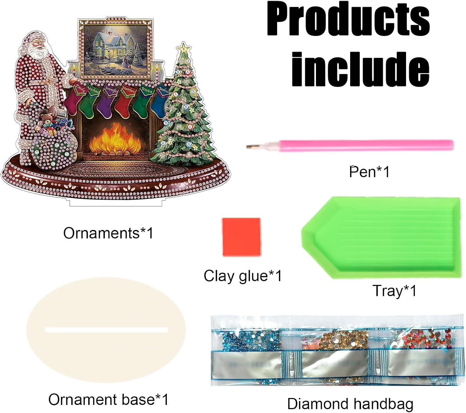 Christmas Diamond Painting Kits Desktop Ornaments, Diamond Art Christmas Ornaments Diamond Painting Tabletop Ornaments Kit DIY Diamond Painting Kits Christmas Decor DIY Crafts Gift for Xmas image 3