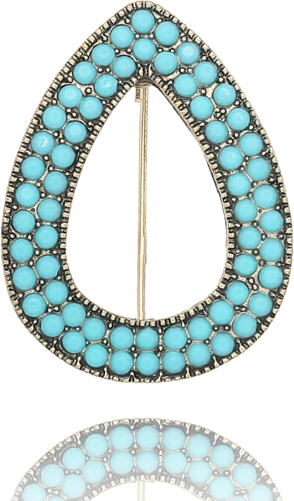 Turquoise West Cowboy Oval Tear Drop Brooch Pin for Women Retro Brooches Pins Classic Fashion Jewelry Accessories Gift