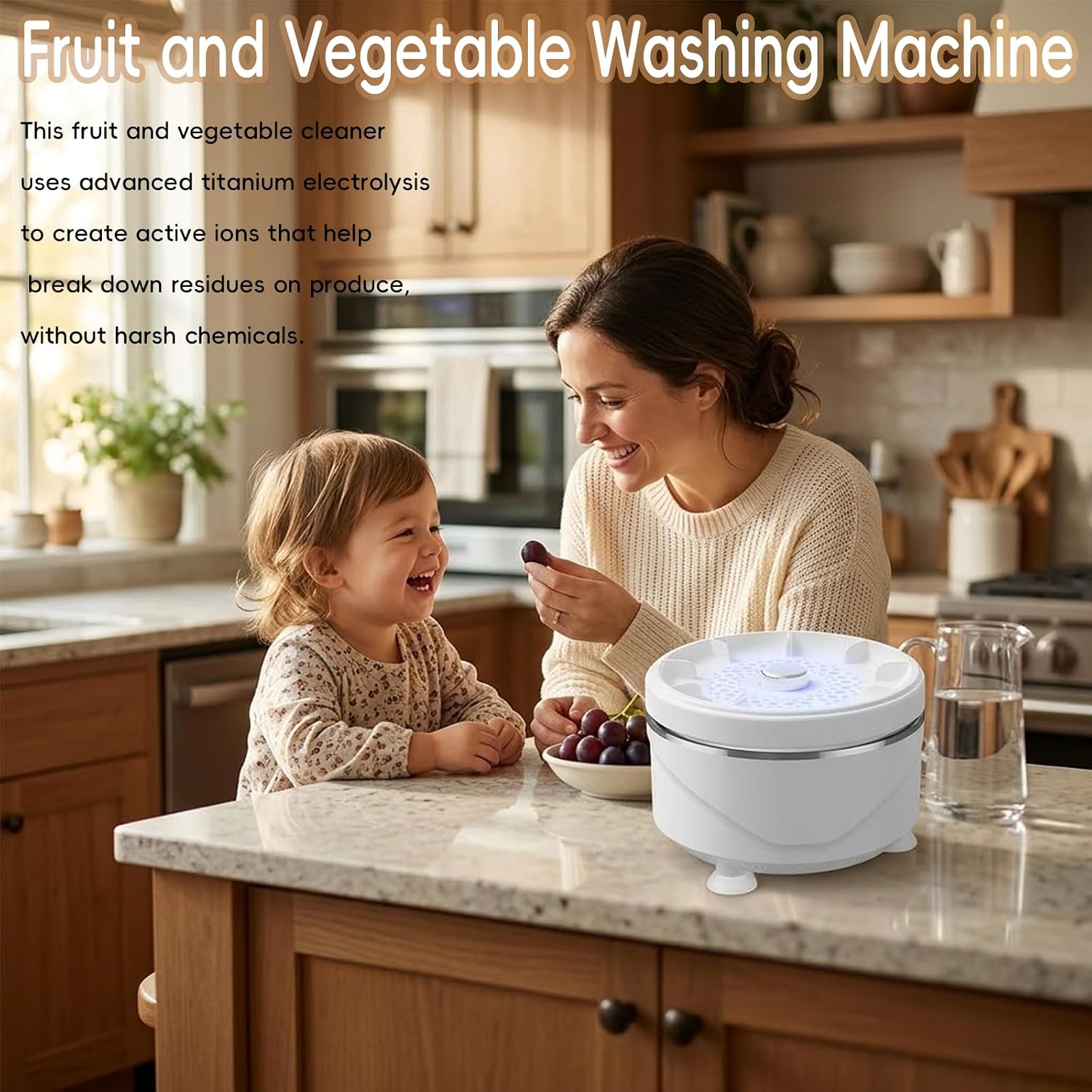 Fruit and Vegetable Washing Machine,Upgrade Fruit Vegetable Device with Titanium Electrolysis Purification, for Kitchen Home