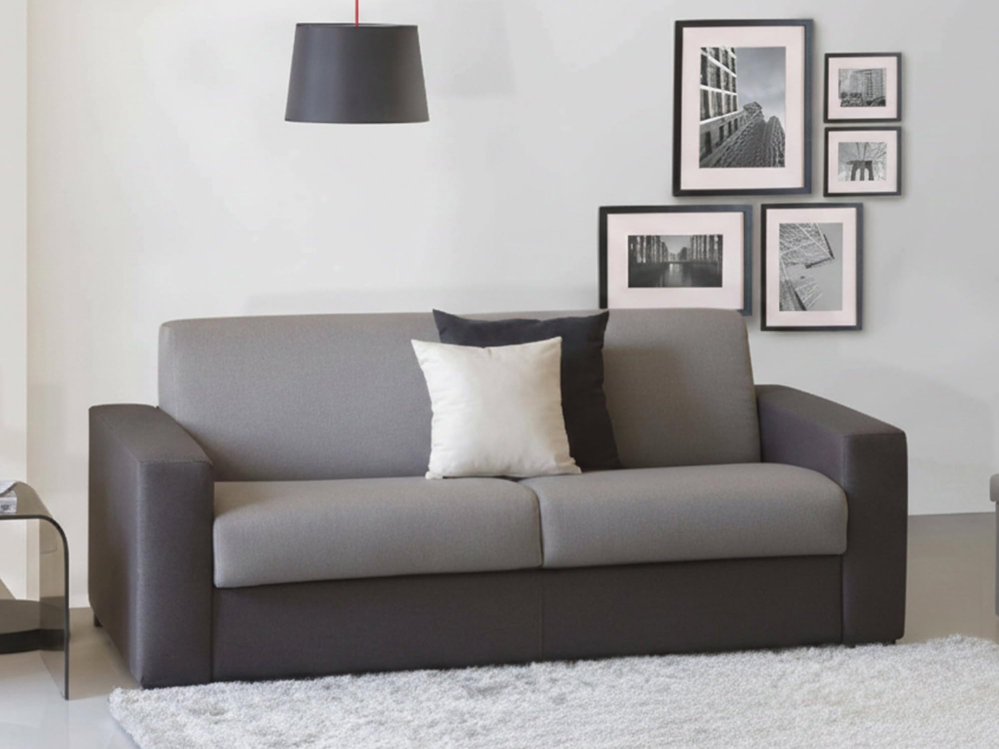 Talamo Italia - Divano letto 3 posti Aliana, Sofà apertura girevole in tessuto imbottito, Braccioli standard, 100% Made in Italy, Cm 220x95h90, Grigio e Antracite