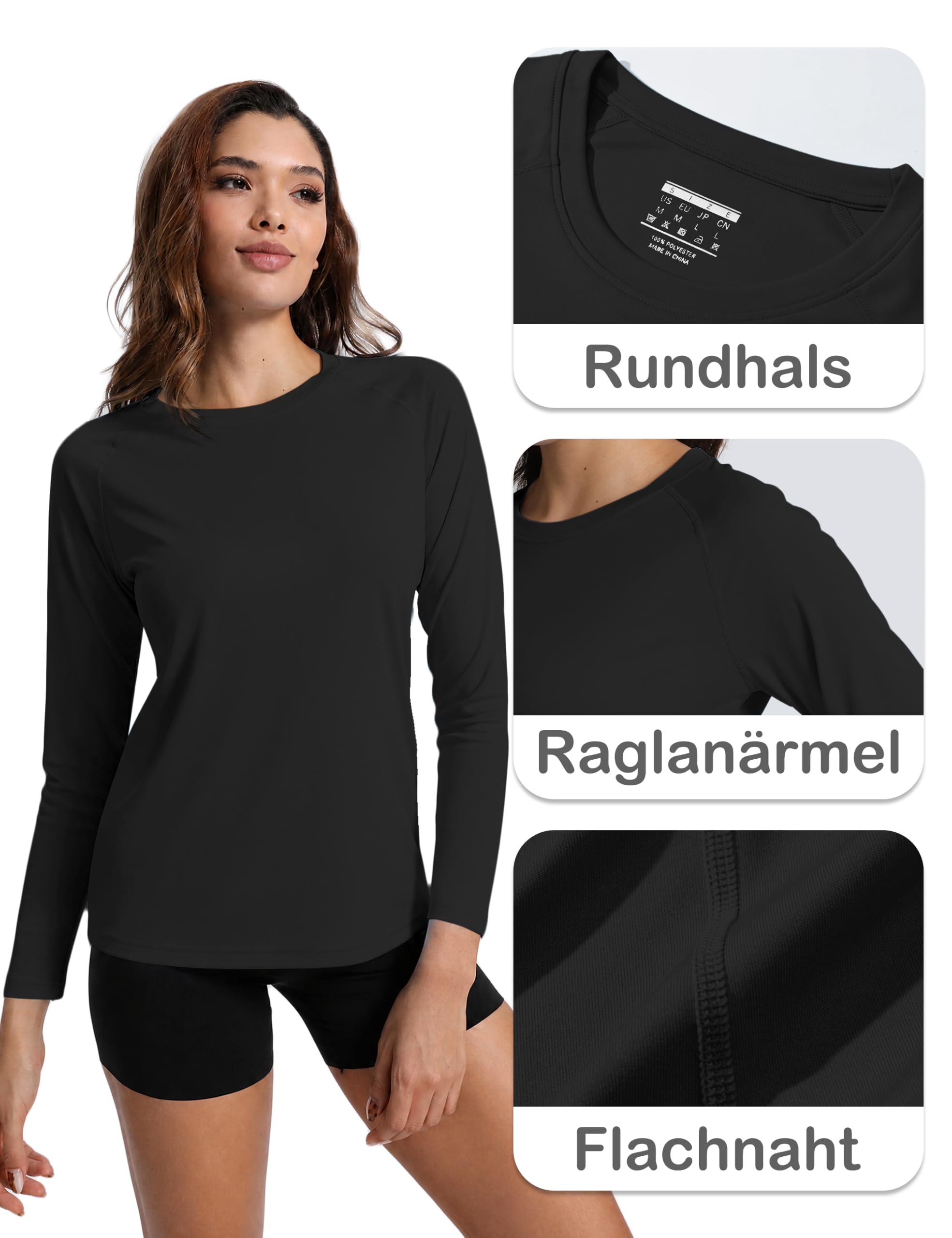 MAGCOMSEN Damska koszulka z długim rękawem, ochrona przed promieniowaniem UV, szybkoschnąca, koszulka outdoorowa UPF 50+, lekka letnia koszulka funkcyjna na wędrówki, bieganie