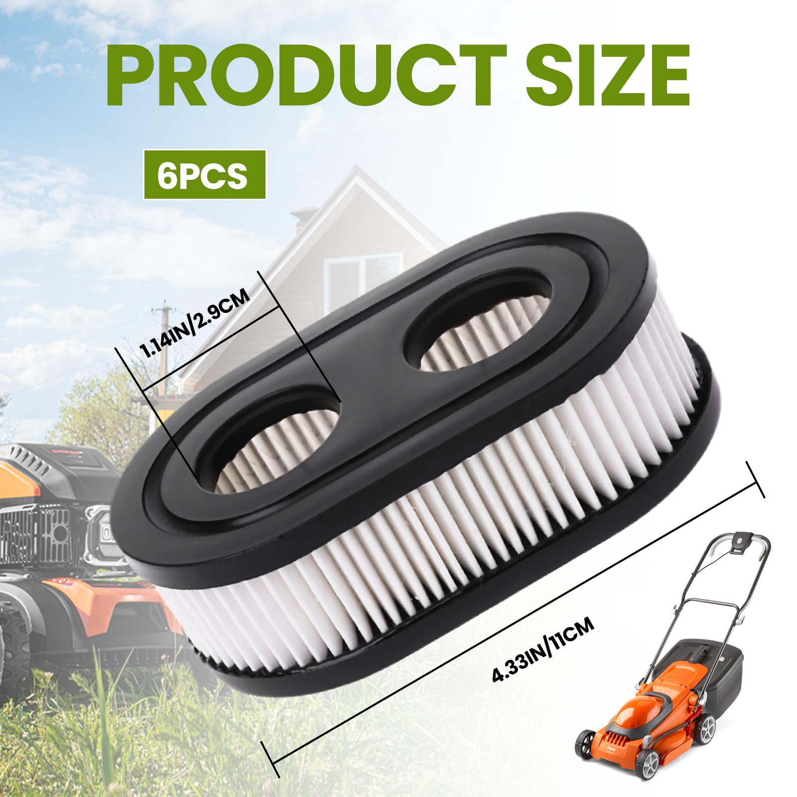 6 sztuk filtrów powietrza do kosiarki, filtr do kosiarki dla Briggs & Stratton 798452 593260 silnik 5432 5432K części zamienne do kosiarki