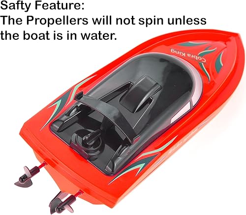 Miniatura 3 de PowerTRC Barco de velocidad de control remoto 2 en 1, cocodrilo de 2.4 GHz, barco de velocidad de juguete RC para piscinas y lagos, batería