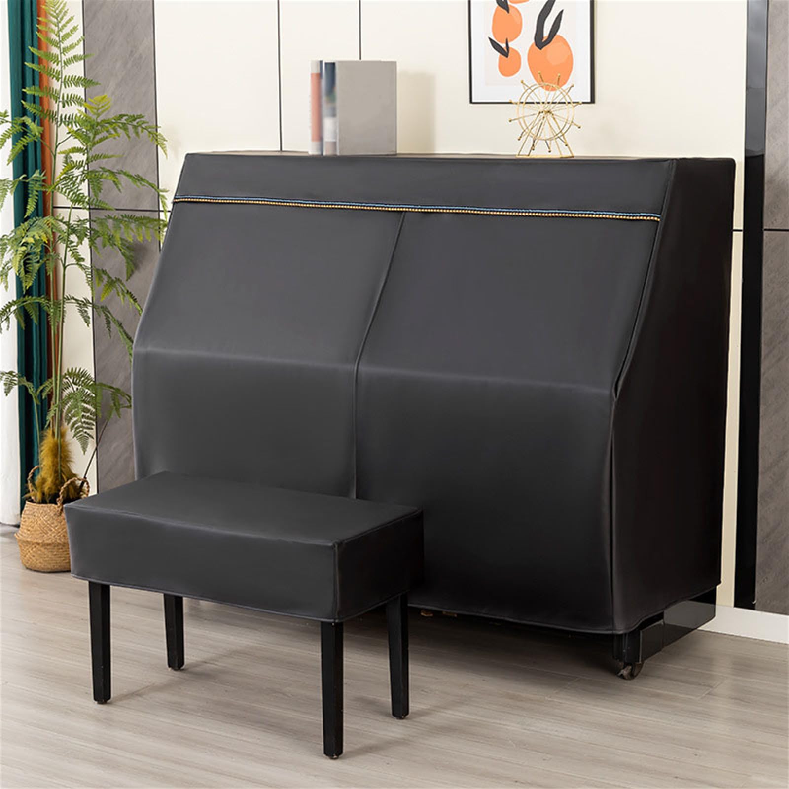 Upright Piano Cover Cloth With Stool Dustproof Waterproof Full Universal Protective Dust Black/d/double (a Single Stool)