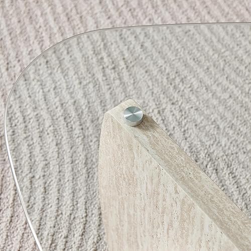 Miniatura 5 de Btrpily Mesa de centro de madera, moderna mesa de centro de mármol, contemporánea, elegante, muebles de alta gama para tu sala de estar (piedra