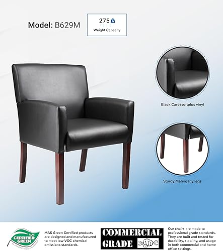 Miniatura 5 de Boss Office Products - Sillón con brazo para recepción acabado caoba color negro