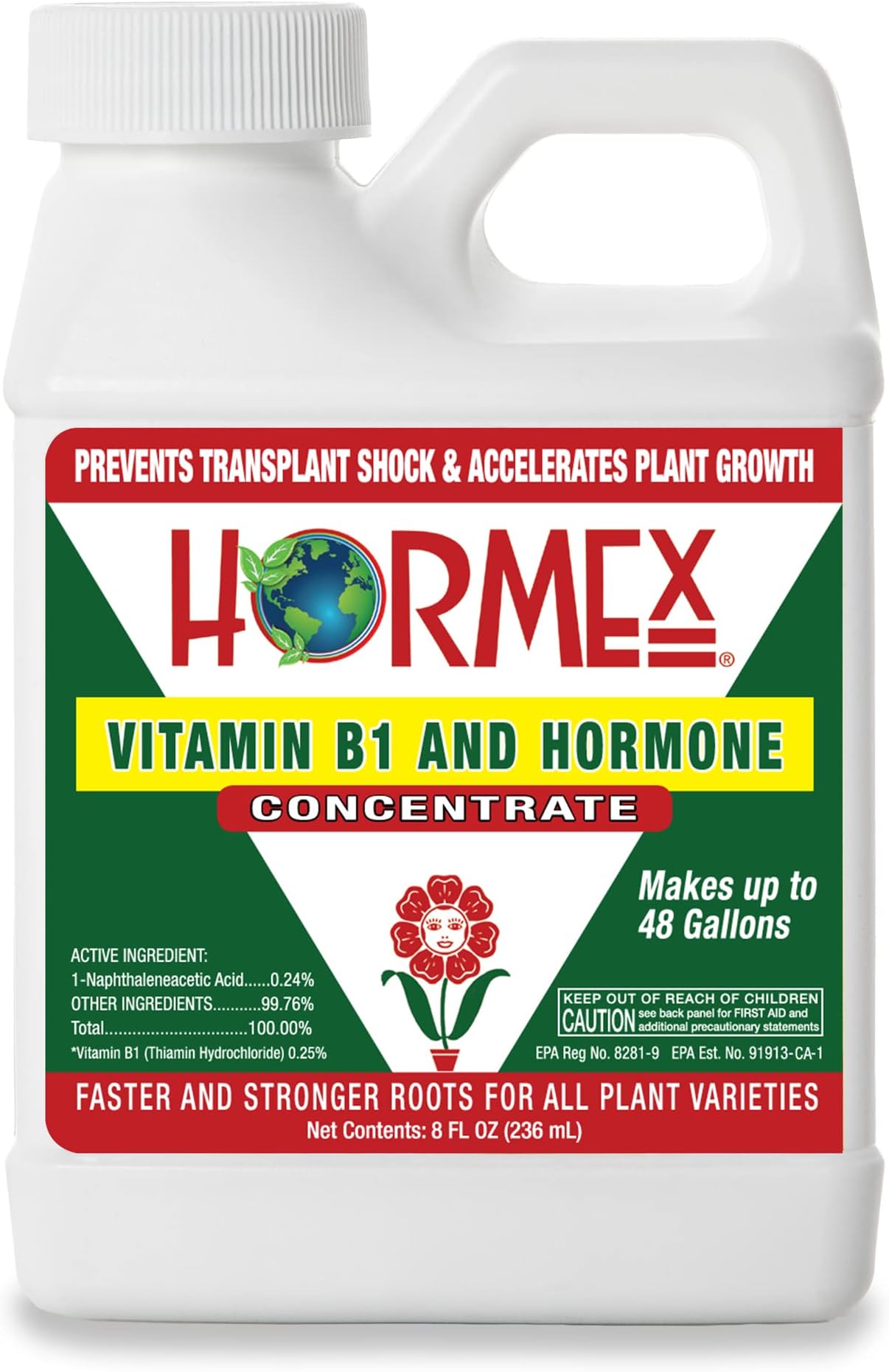 Hormex Rooting Hormone Concentrate with B1 – Root Growth Stimulator for Stronger, Thriving Plants - Prevents Transplant Shock - Hydroponics, Houseplants, Gardens, Trees, Fruits and Vegetables - 8oz