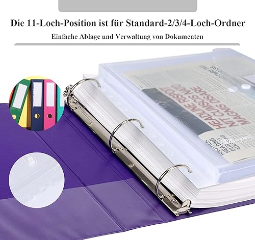 Miniatura 5 de Paquete de 20 carpetas para carpetas, sobres de bolsillo A4 con cierre que ahorra espacio, carpetas de plástico transparente para carpetas de 234,