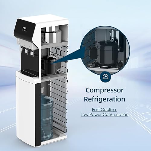 Miniatura 5 de VECYS Dispensador de agua autolimpiante de carga inferior 5 galones 3 temperaturas, bloqueo de seguridad para niños y luz nocturna, depósitos de