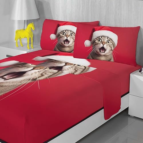 Miniatura 2 de Sábanas de gato tamaño Queen  Divertidas sábanas y fundas de almohada  100% microfibra, estampado de alta cantidad de hilos, sábana encimera, sábana