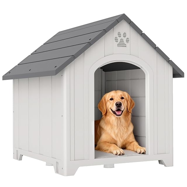 PawHut Caseta para Perros Exterior Impermeable 88x79x89 cm Gris