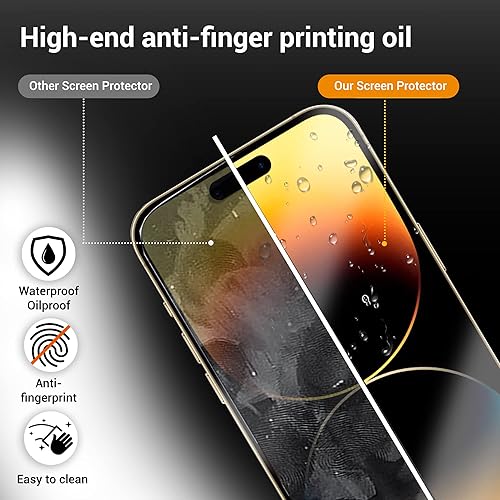 Miniatura 7 de ESENCIAL Paquete de 2 protectores de pantalla para iPhone 14 Pro Max y 2 protectores de lente de cámara  Película de vidrio templado compatible con