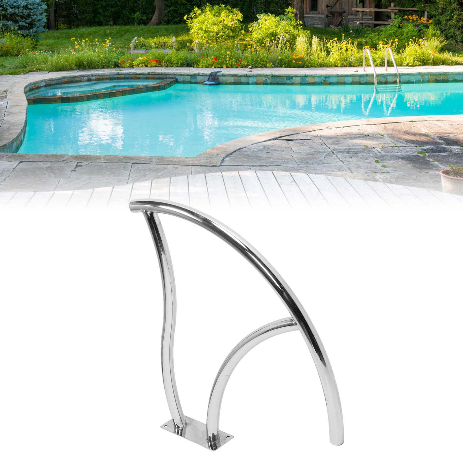 Main Courante de Piscine, Rail de Piscine en Acier Inoxydable 304, Conception Inclinée, Installation Facile, Résistant à la Corrosion, pour Piscine Domestique, Grande Piscine,