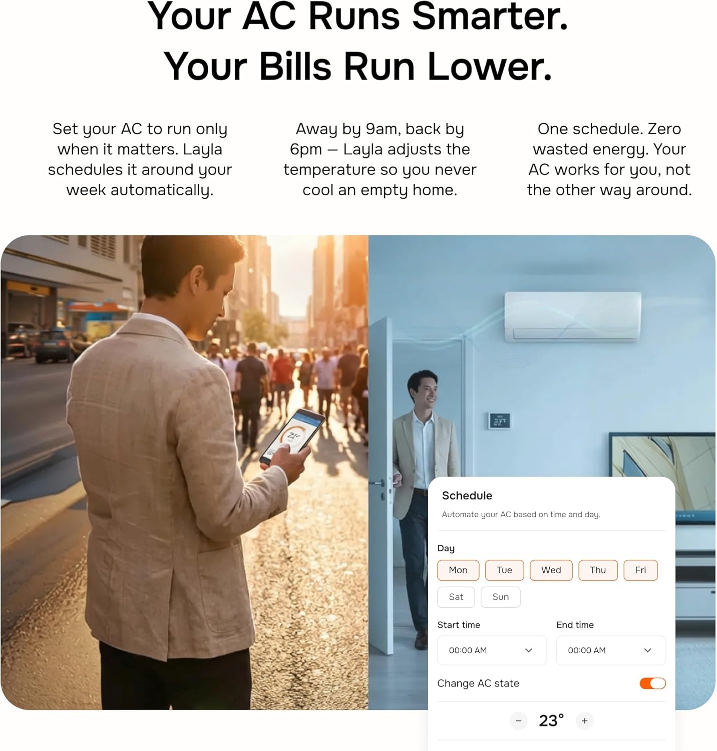 Layla Smart Air Conditioner Controller | WiFi Remote & Sensor | Wireless AC Controller, Home Energy-Saving Cooling Device | Quick & Easy Installation Maintains Comfort & Control for Mini Split