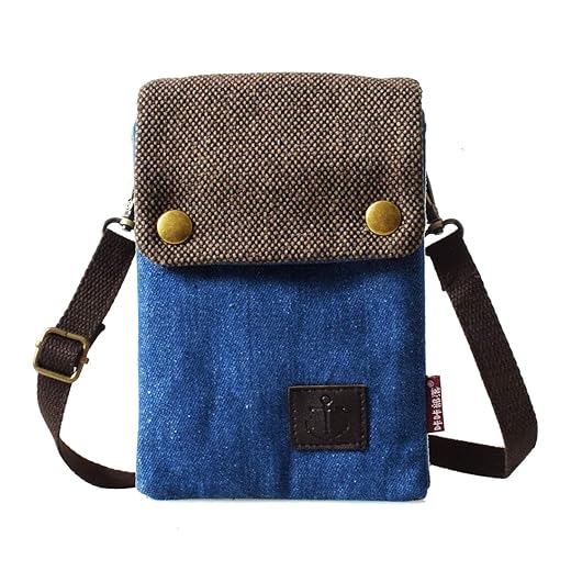 WITERY Small Crossbody Bags for Teen Girl - Handmade Cute Canvas Cross Body Phone Purse Cloth Pouch with Adjustable Shoulder Strap, Mini Women Travel Cell Phone Purse Wallet