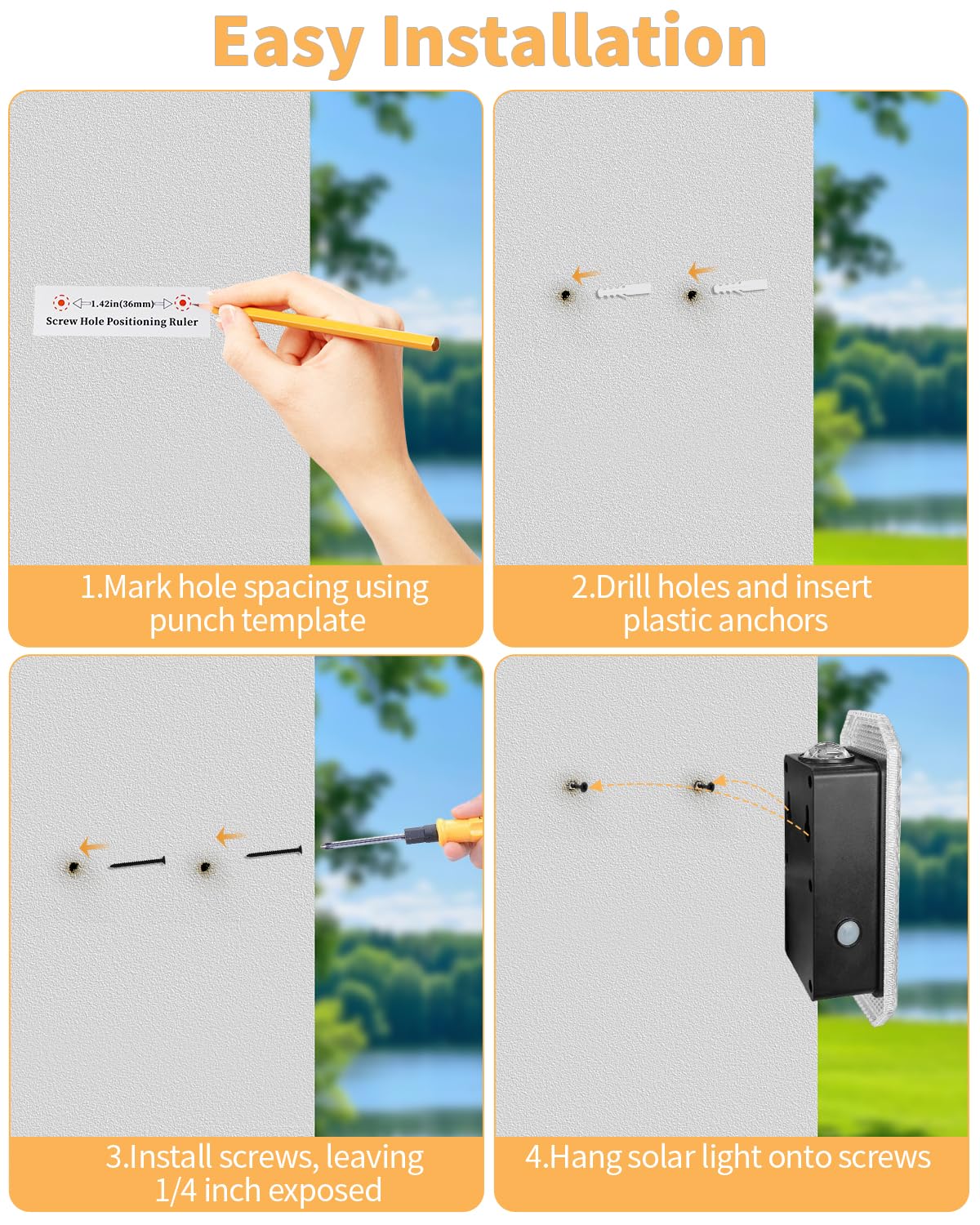 BRIMAX Lampada solare da parete per esterni, a doppia parete, 1800 mAh, IP65, resistente alle intemperie, con 3 modalità di colore, bianco caldo/bianco neutro/bianco freddo, Up Down LED, illuminazione