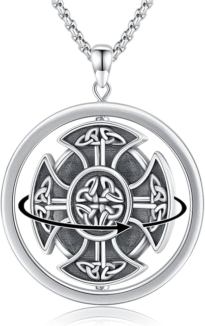 CHENGHONG 925 Sterling Silver Amulet Viking Cross Necklace for Women Men Celtic Jewellery Viking Gift for Brother Boyfriend Unisex