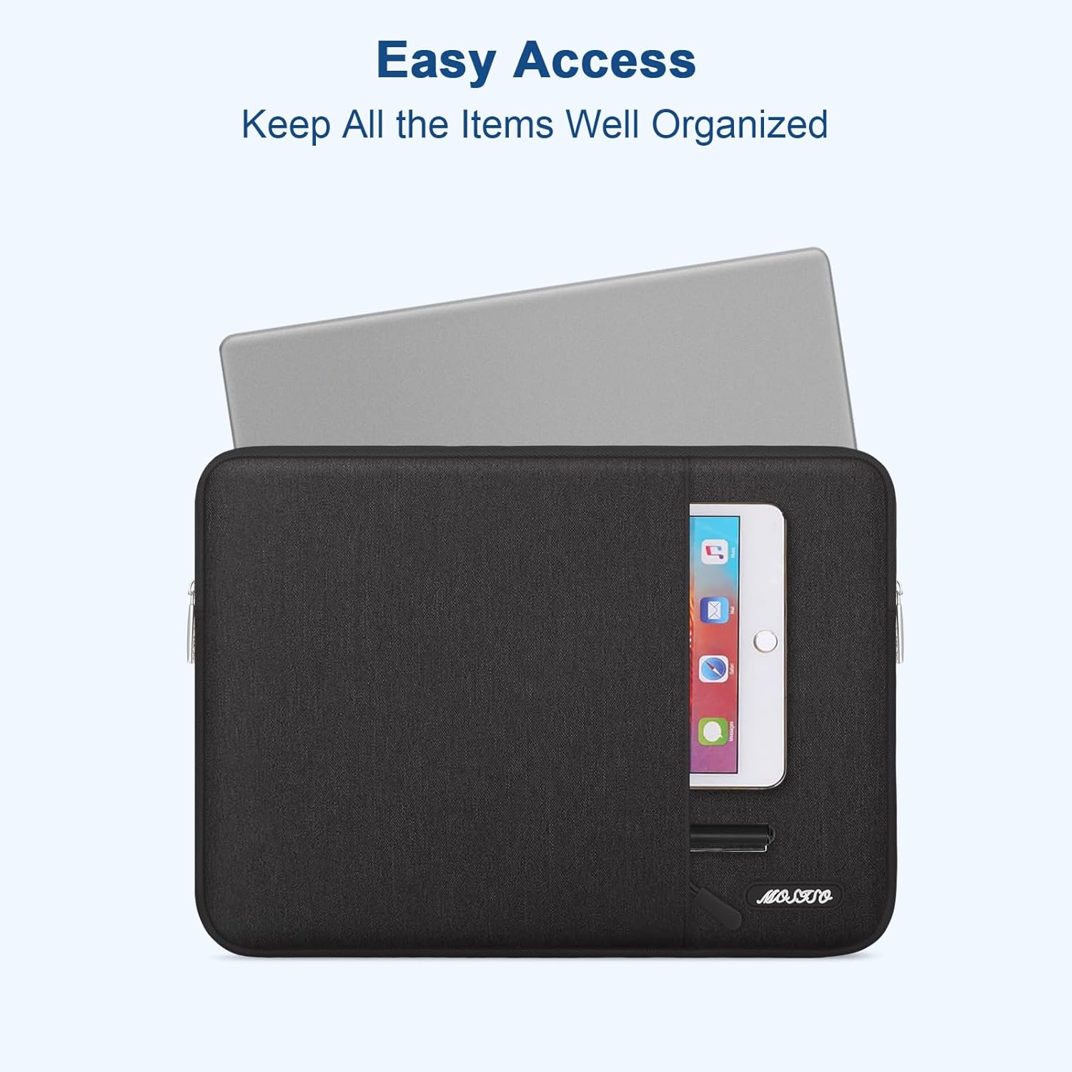 MOSISO Laptop Case 24 inch, 24 inch Laptop Sleeve Compatible with ASUS Gaming Monitor HP Dell Lenovo Notebook, Polyester Vertical Computer Sleeve Bag with Pocket, Black - Image 2