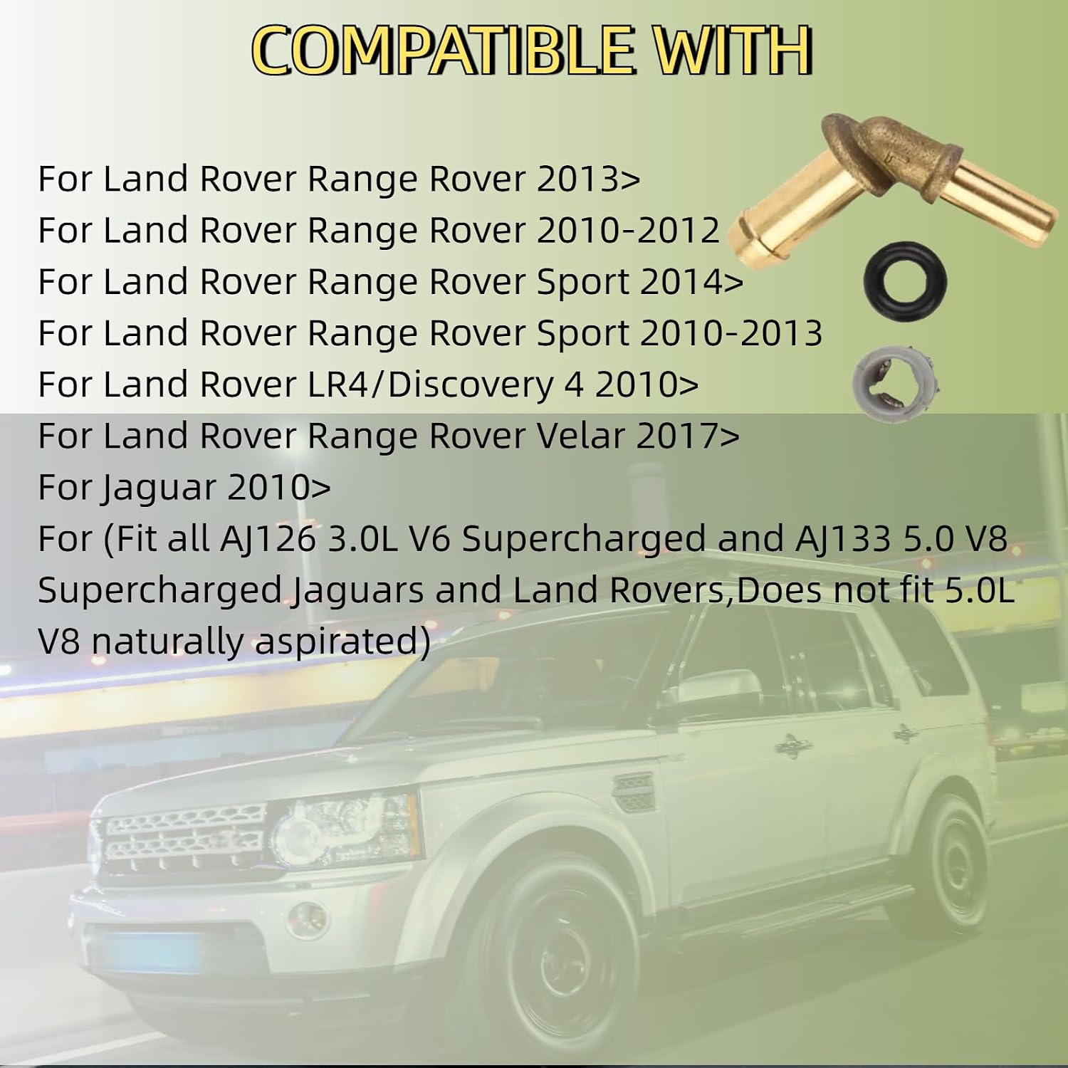 LR048474 LR049990 C2Z28258 Thermostat Water Outlet Hose Connector Kit Compatible with Jaguar,Range RoverSport Land Rover Discovery4 3.0L V6/5.0L V8