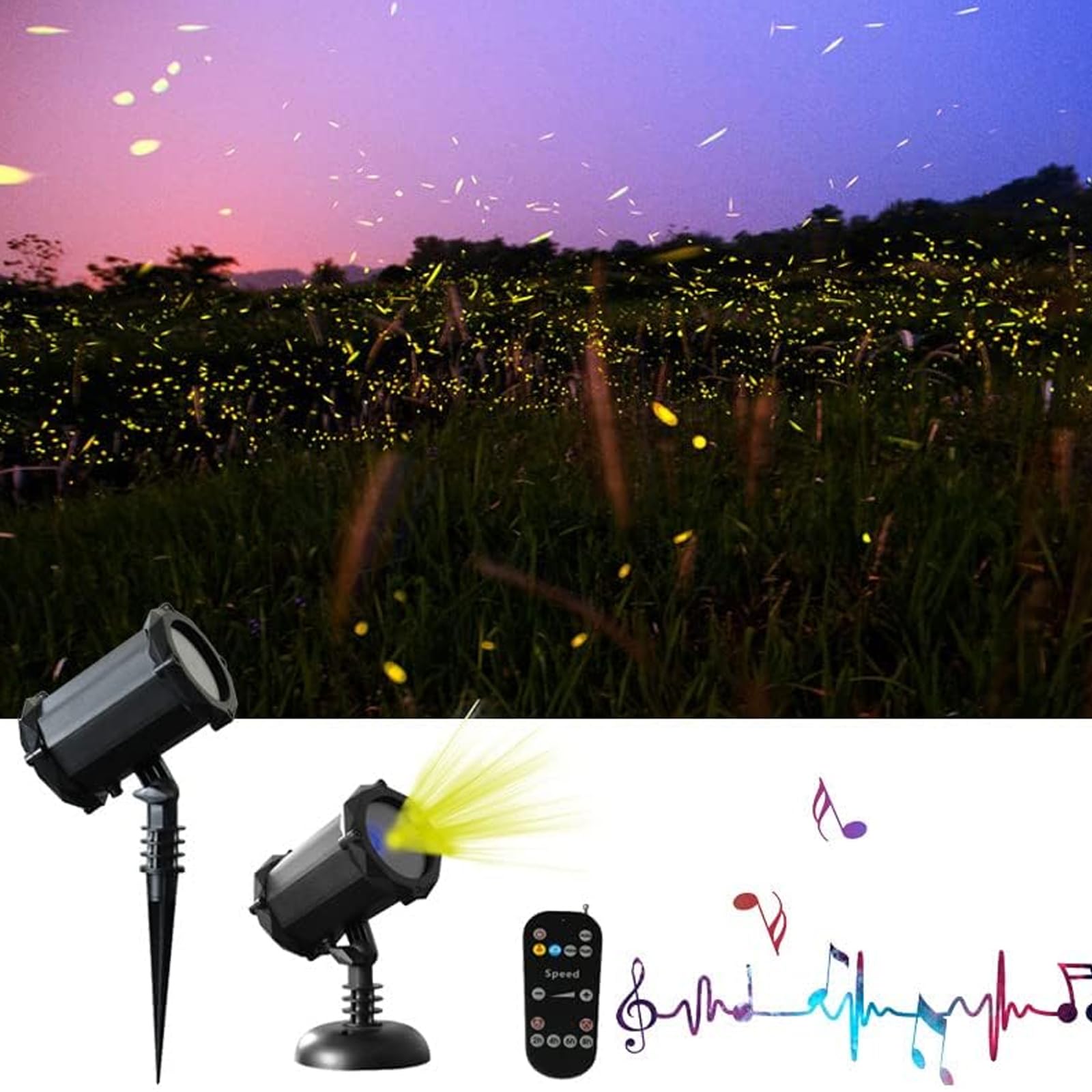 Proiettore Luce da Giardino Firefly, Luce Natalizia da Esterno RGB con Telecomando, IP65 Impermeabile, Effetto Stelle in Movimento per Giardino, Patio, Feste e Decorazioni Festive