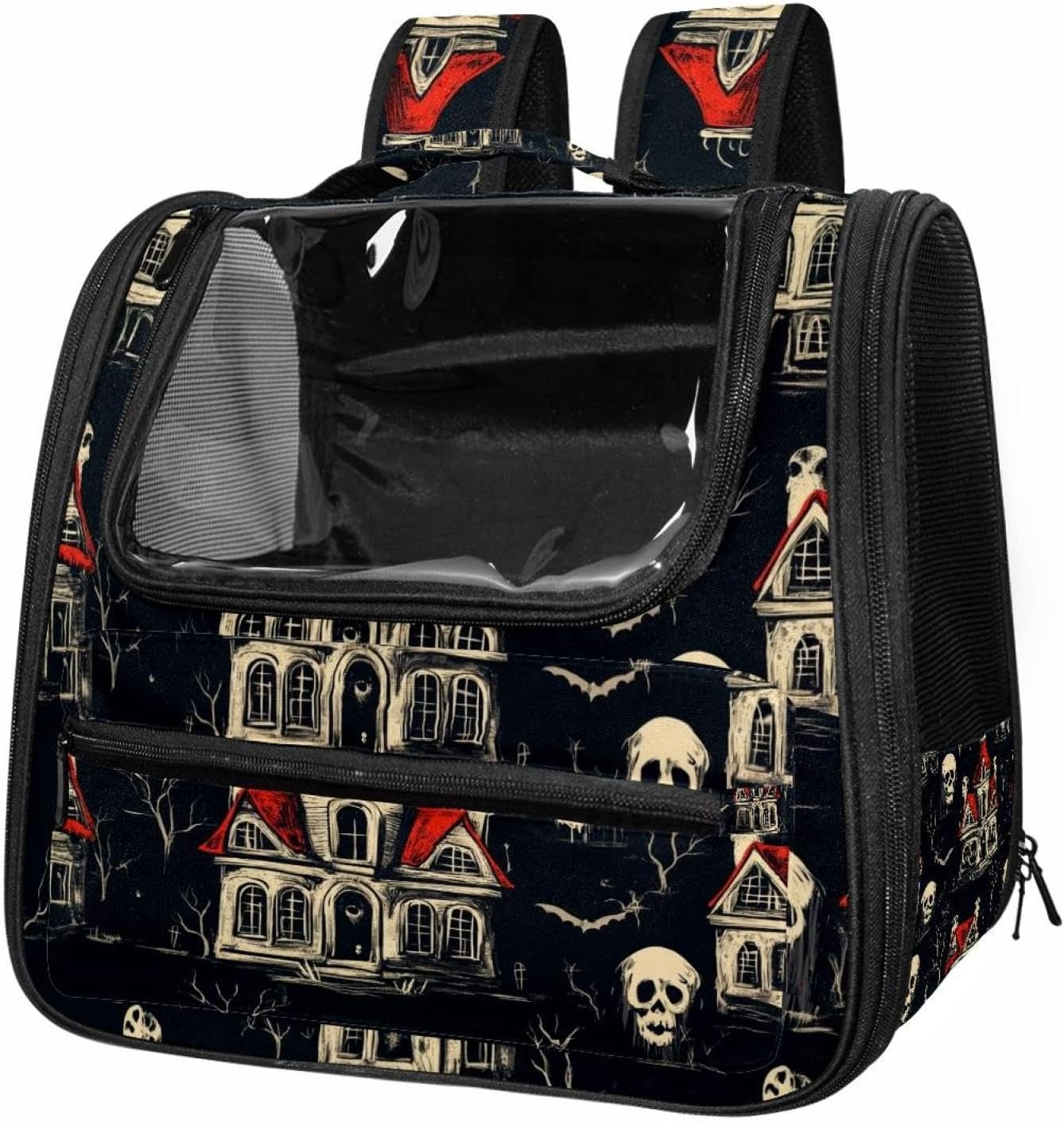 Halloween Bats Candies Pumpkins Pet Carrier Airline Approved Soft Sided Portable Cozy Travel Pet Bag, Car Seat Safe Carrier for Cats and Dogs