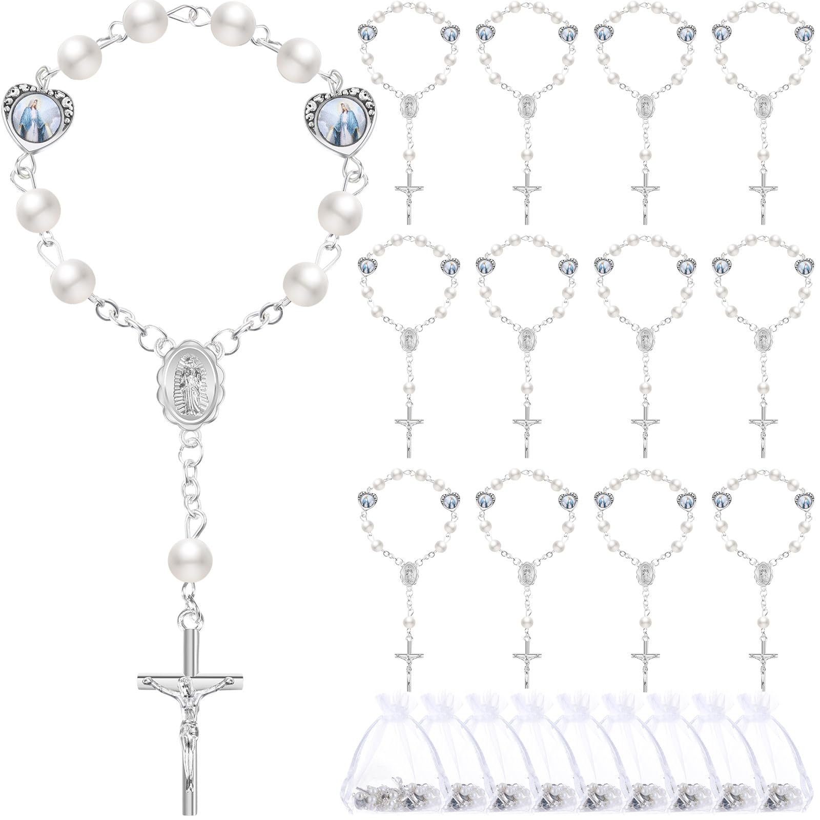 Mini chapelet de baptême catholique Misdary avec sac organza