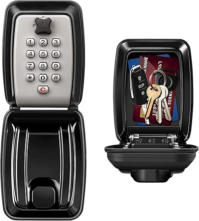 Key Safe with Password Wall Mounted, Key Lock Box Large with Resettable 12-Digit Combination Security Key Box Weatherproof for Outdoor Indoor, Storage Box for Home Garage Office Spare Keys (Black)