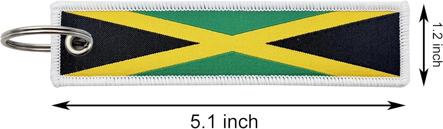 3 Pcs Jamaica Jamaican Country Flag Keychain,Woven label Key Chains for Car Keys,Fabric Key Chains Men and Women,Used for Various Decorations. image 2