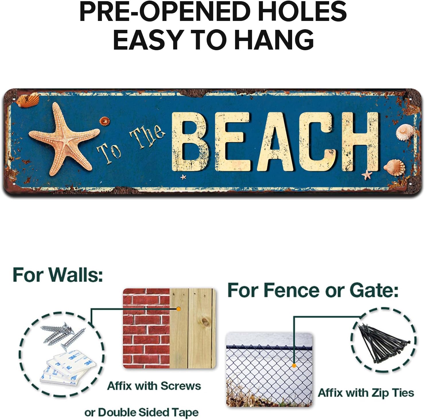 To The Beach Sign, Novelty Metal Tin Signs 4x16 Inch image 4