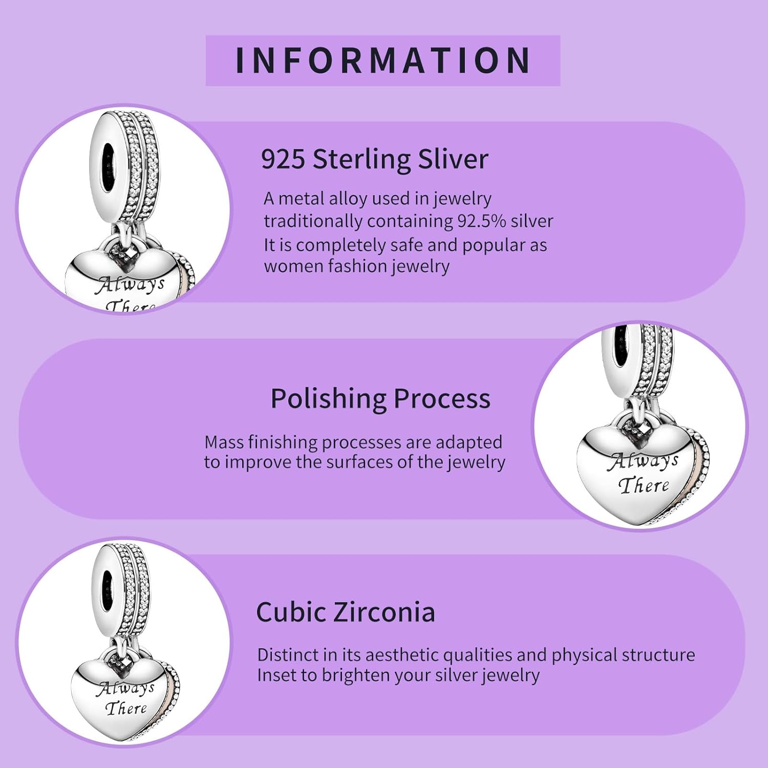 925 Sterling Silver Charms with 5A Cubic Zirconias for Bracelet Necklace Murano Glass Mom Baby Pacifier Family Charm Pendant Beads Infinite Heart Angel Wings Charm Jewellery Gift for Women Girls - Image 2