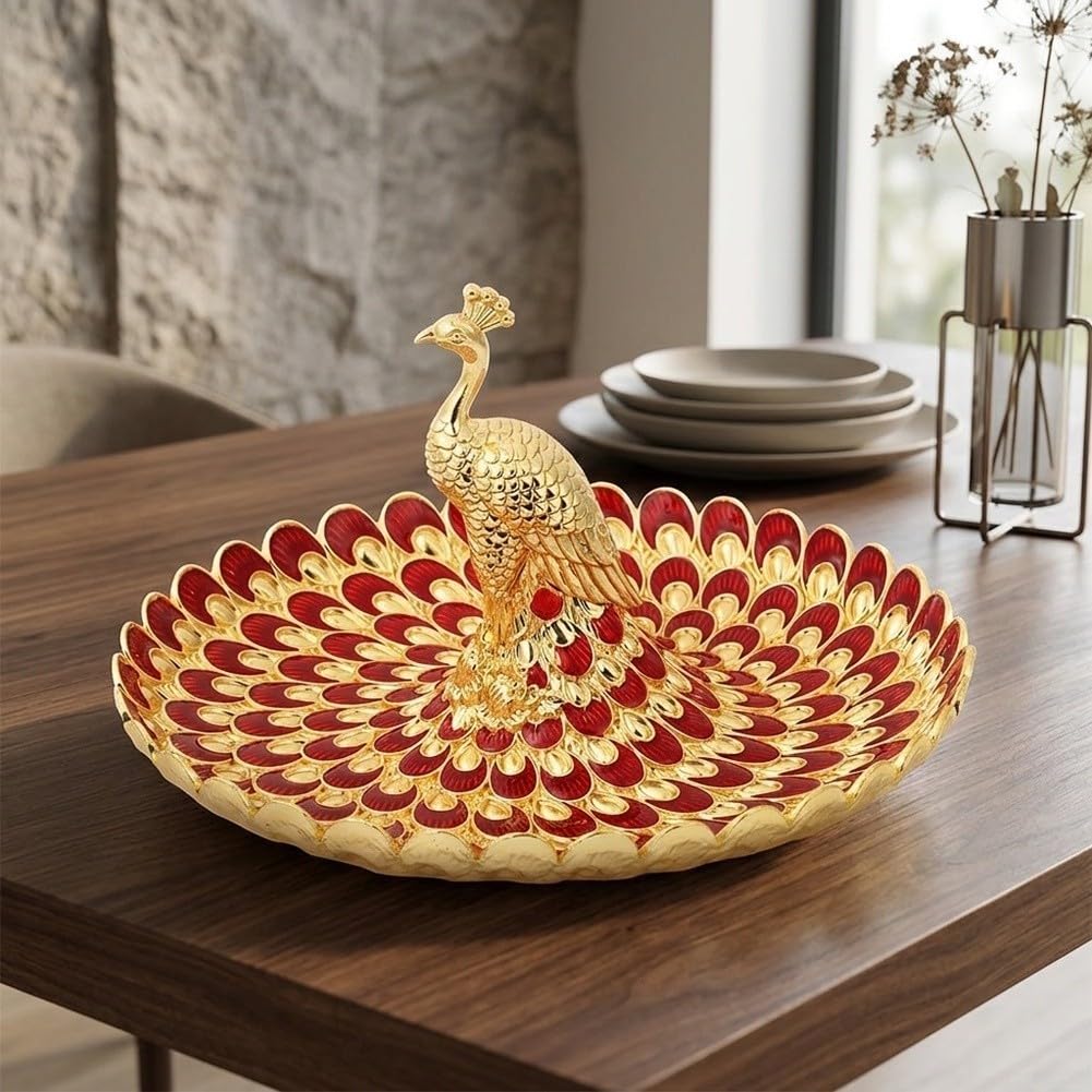 Bandeja de Snack Metálica 20cm para estilo para lujo para retro(Gold)