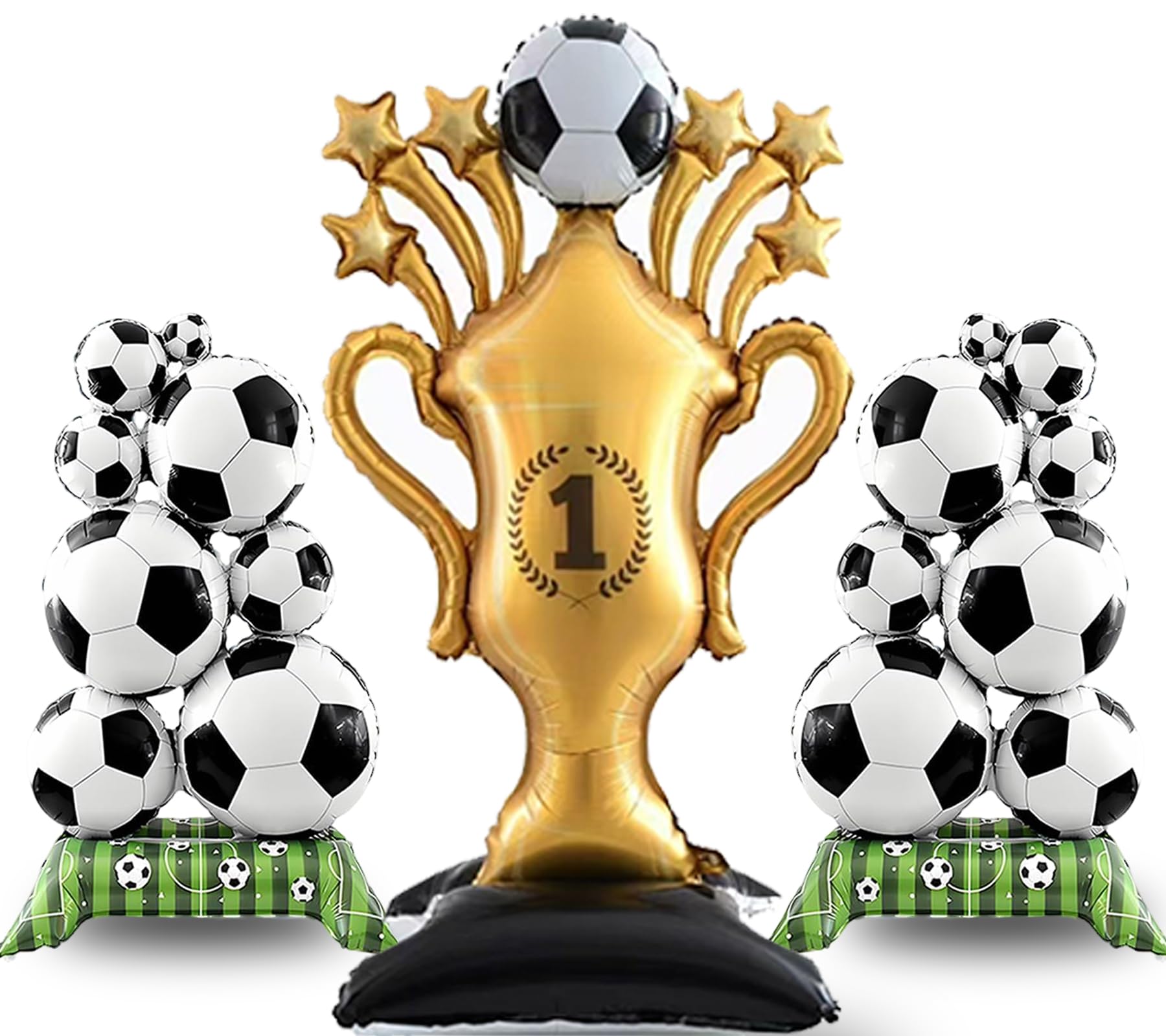 3PCS Soccer Party Decorations - Large Soccer & Trophy Foil Balloon Set, Sports/Birthday Themed Party Supplies for Soccer Fans,2026 FIFA World Cup