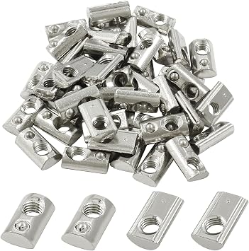 100Pcs M5 T Nuts, 2020 Series Half Round Roll in Spring | Roll in Spring T Slot Nut, For Aluminum Profile, 3D Printer, CNC Router
