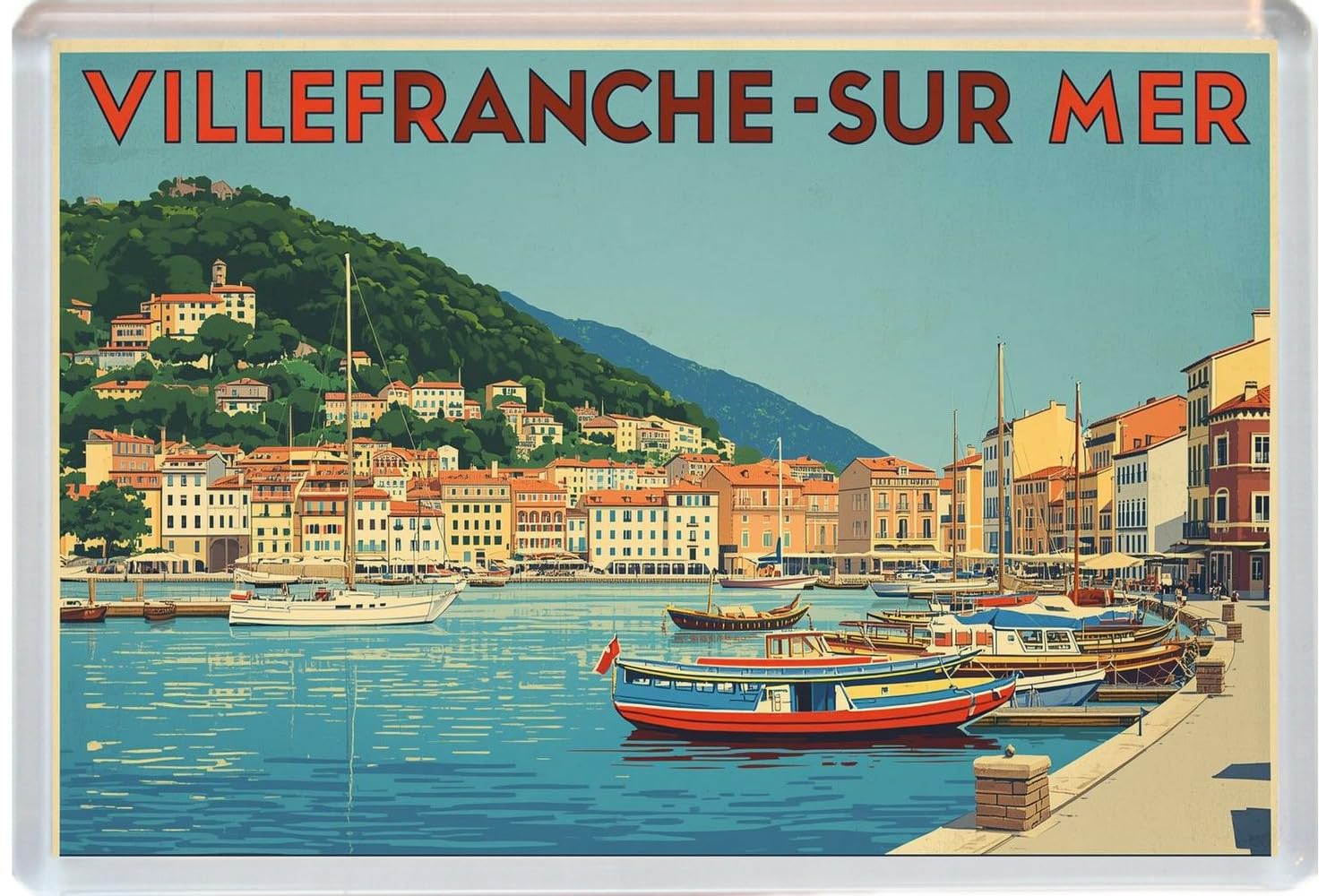 Baked Bean Store Multicolor Villefranche-Sur-Mer - France - Jumbo Artistic Fridge Magnet 96 X 67Mm Bbsfhm3636