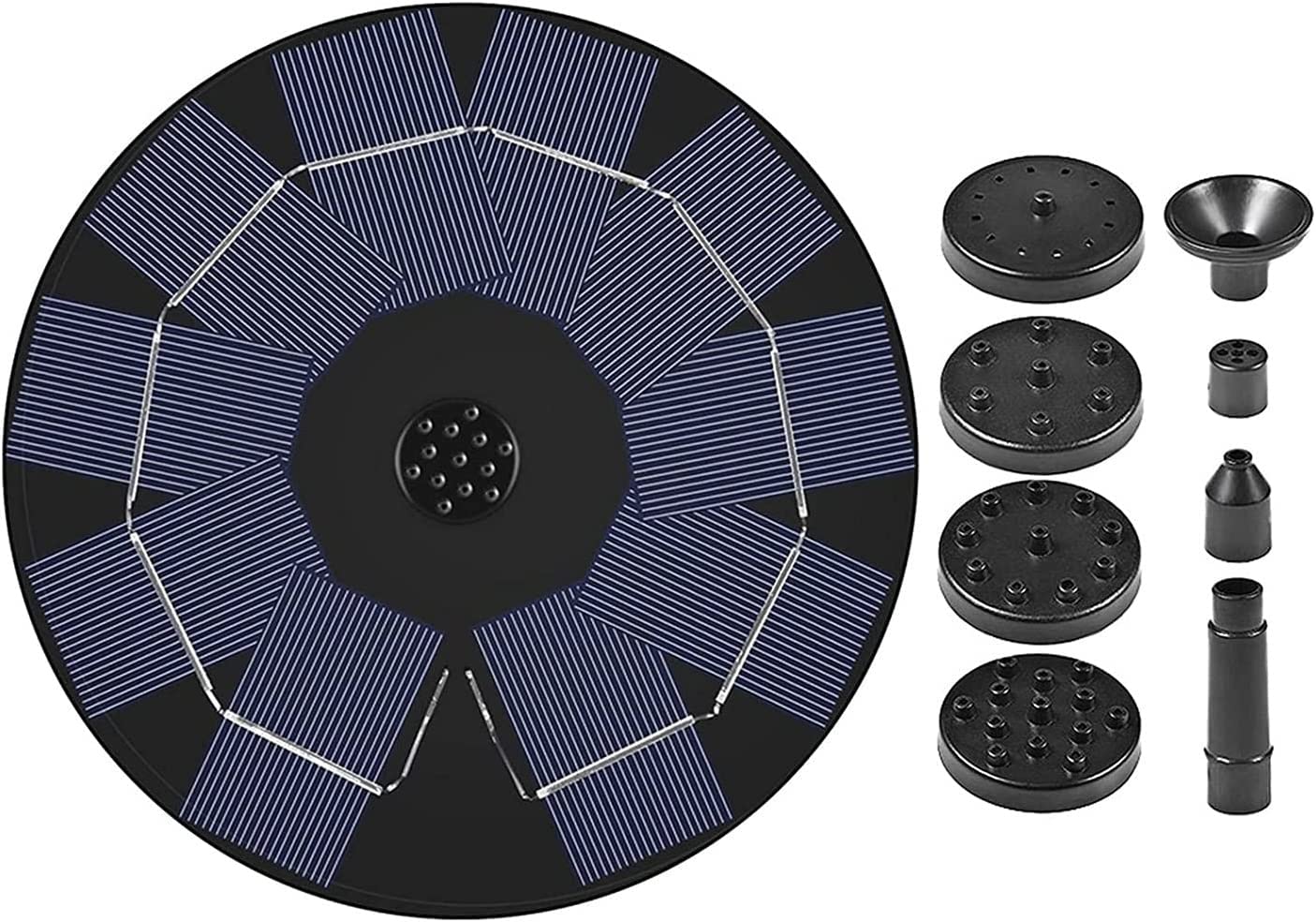 Corsehild Fuente solar de 3 W, batería integrada de 1500 mAh, bomba solar for estanque, bomba de agua, flotante, bomba de fuente, con 6 estilos de fuente for piscina de pájaros, estanque pequeño, jard